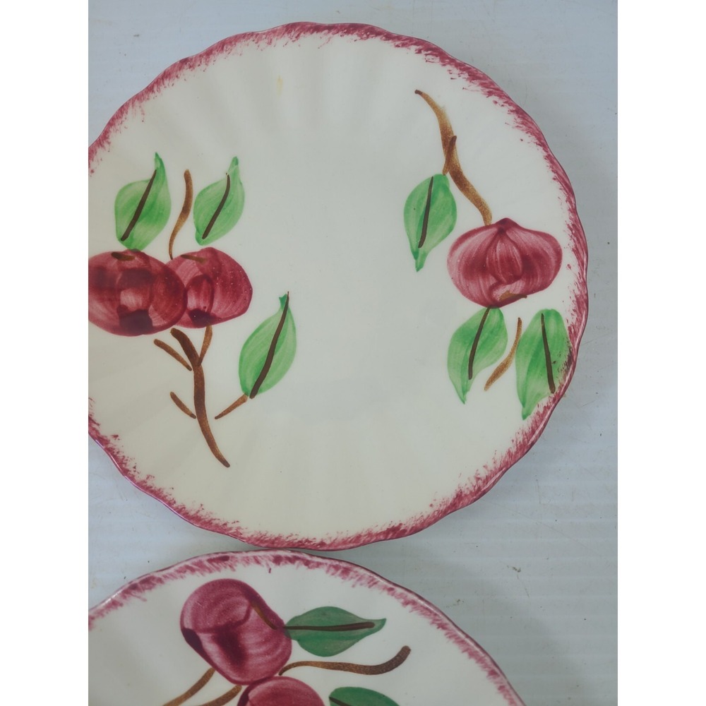 Blue Ridge Southern Pottery Bread Plate Apple Cherry Set Of 5 - Picture 5 of 8